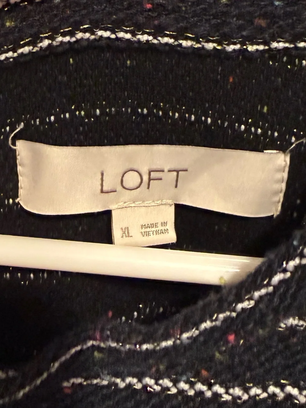 LOFT - Women’s Striped Button Back Dress, XL Navy - Picture 4 of 4